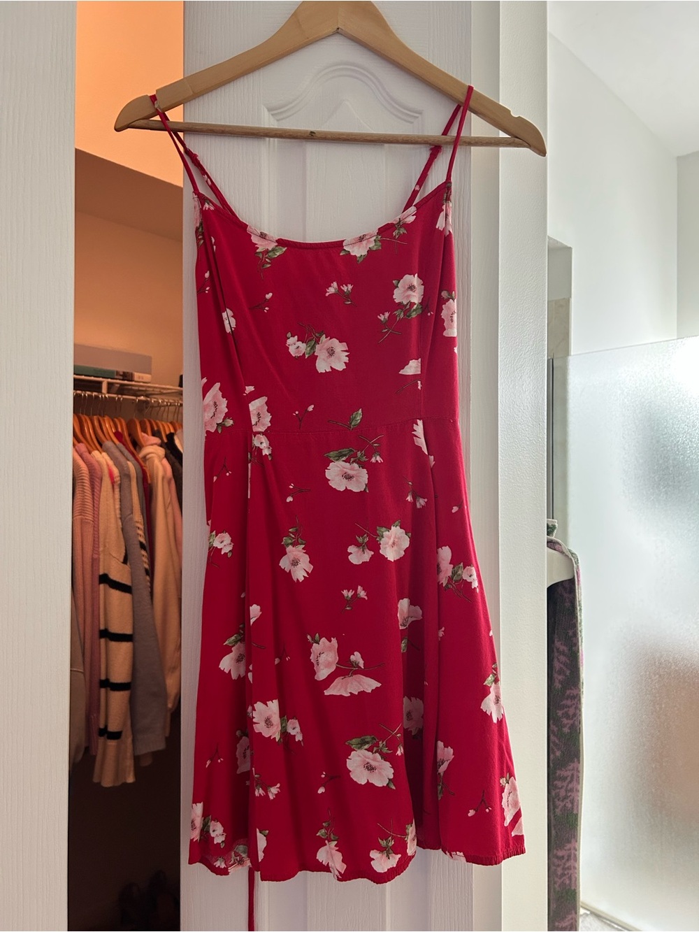 Red Floral Spaghetti Strap Dress